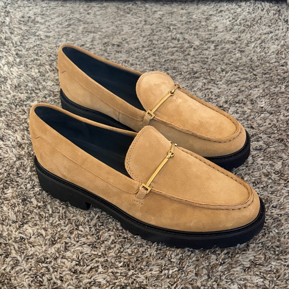 Franco Sarto Round Toe Lug Sole Suede Loafers